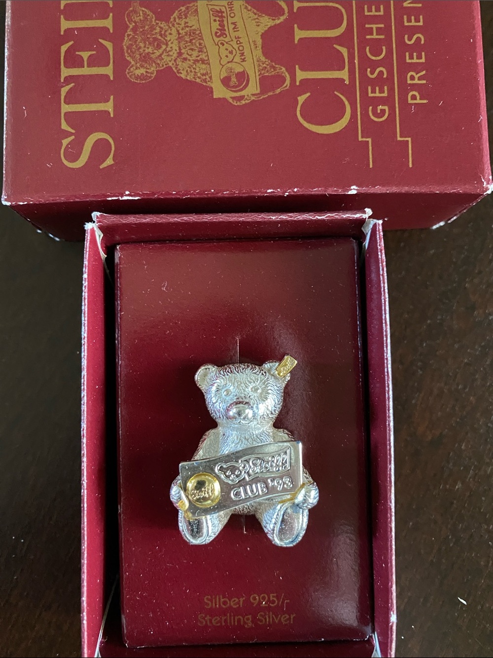 Steiff Club Sterling Silver Bear Pin